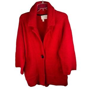 Anthropologie Moth Coat Jacket Women Small Red Wool Winter Fall